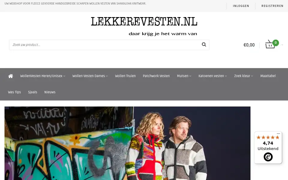 Screenshot of lekkerevesten.nl