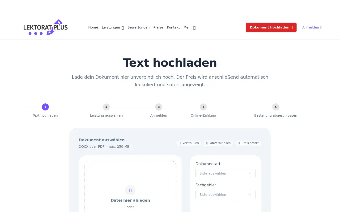 Screenshot of lektorat-plus.de