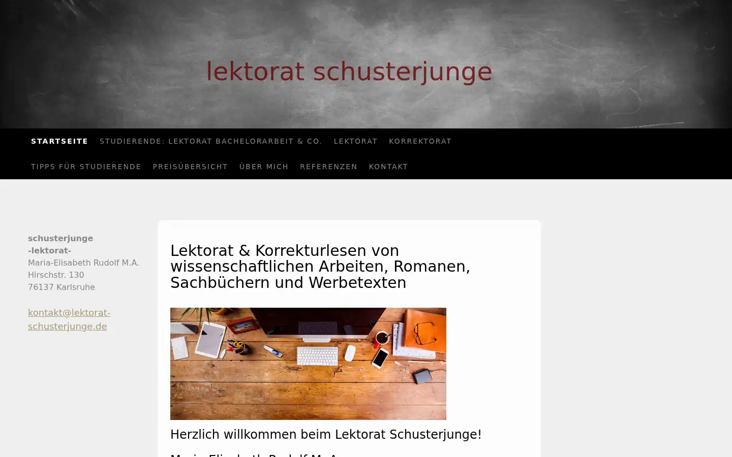 Screenshot of lektorat-schusterjunge.de