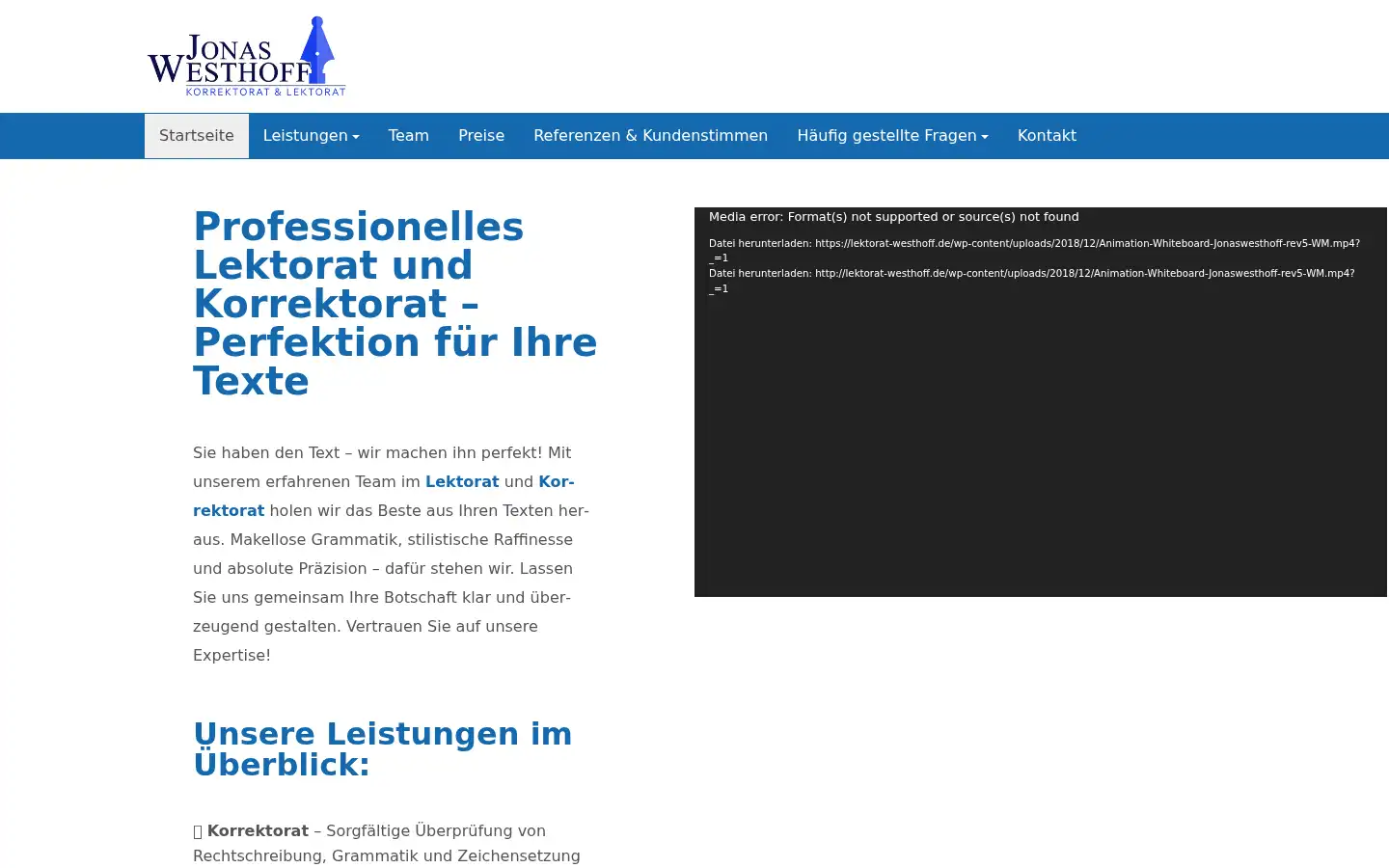 Screenshot of lektorat-westhoff.de