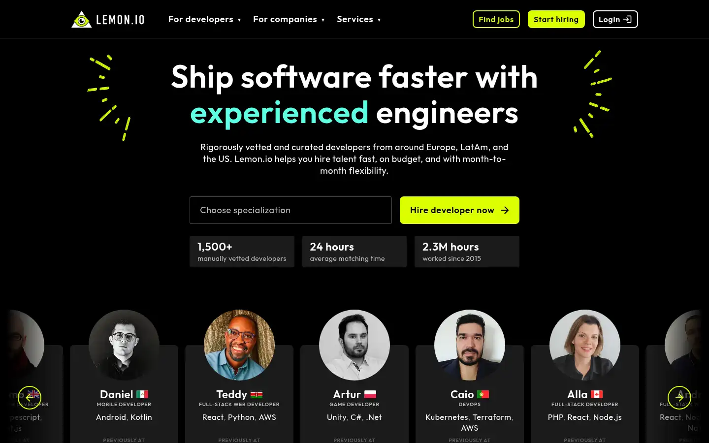 Screenshot of lemon.io