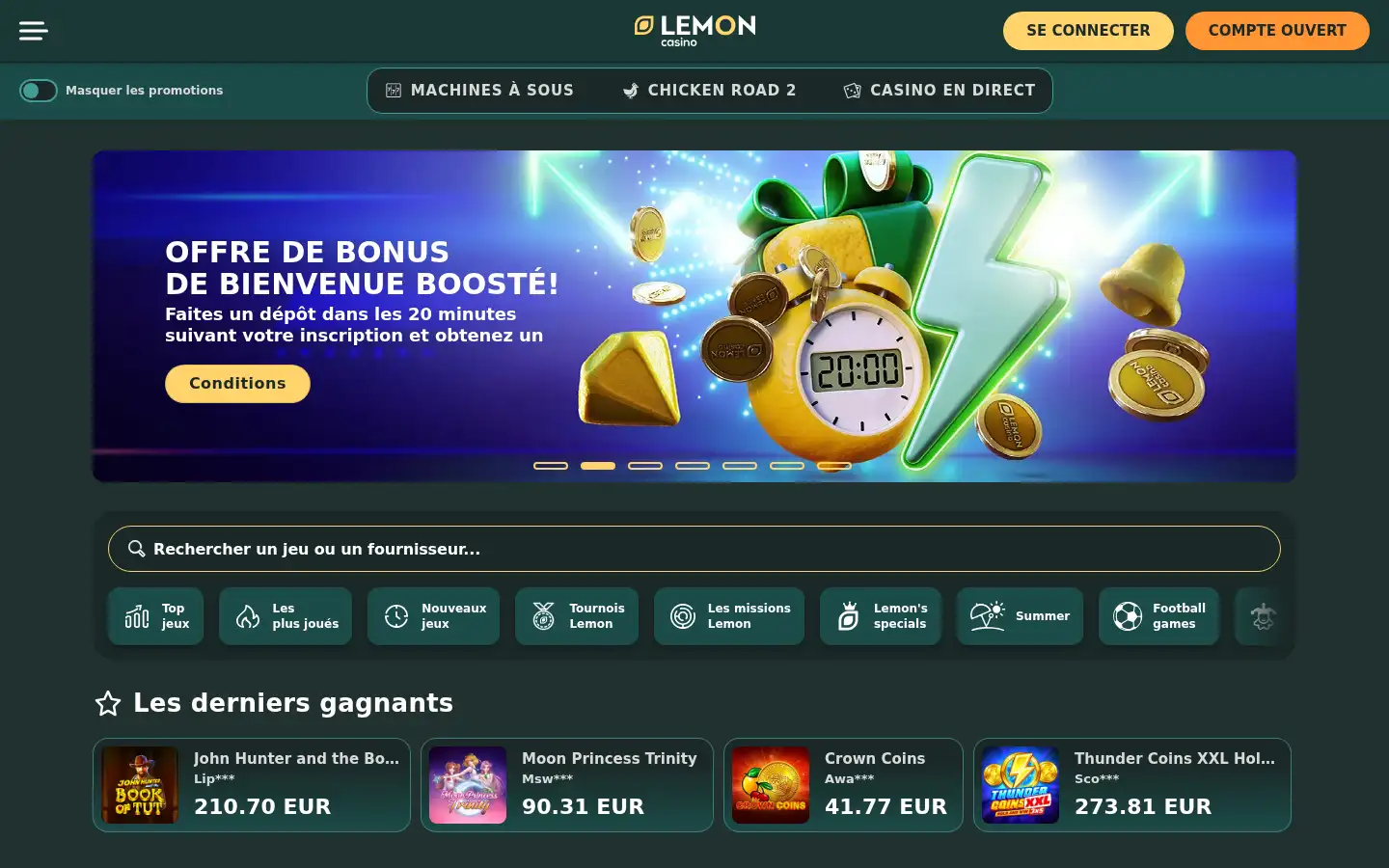 Screenshot of lemoncasino.bz