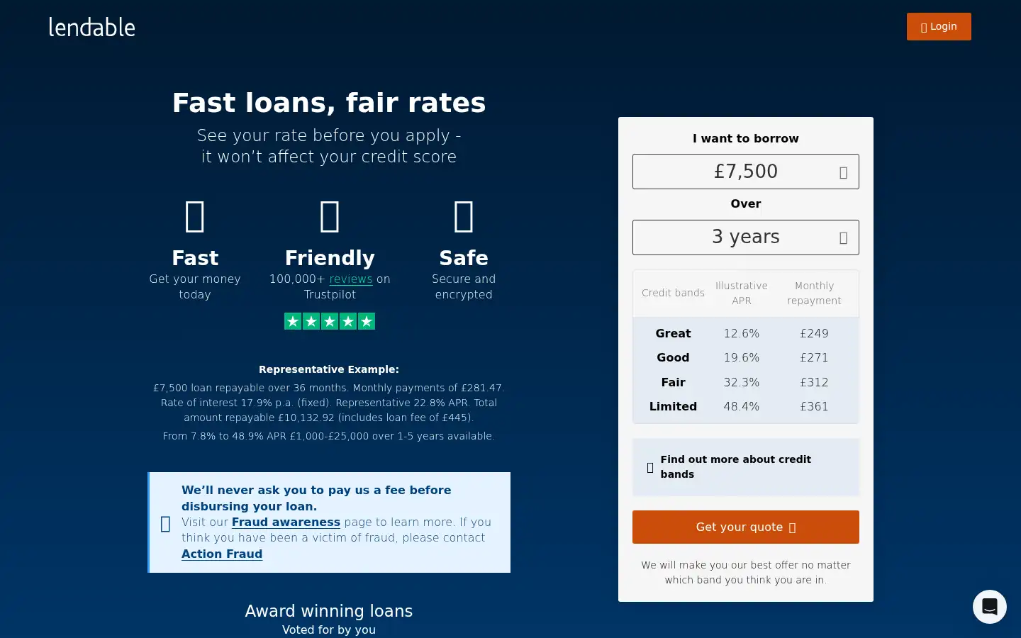 Screenshot of lendable.co.uk
