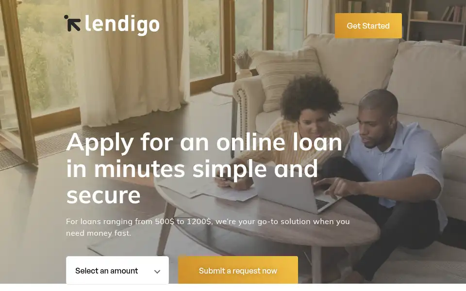 Screenshot of lendigo.ca