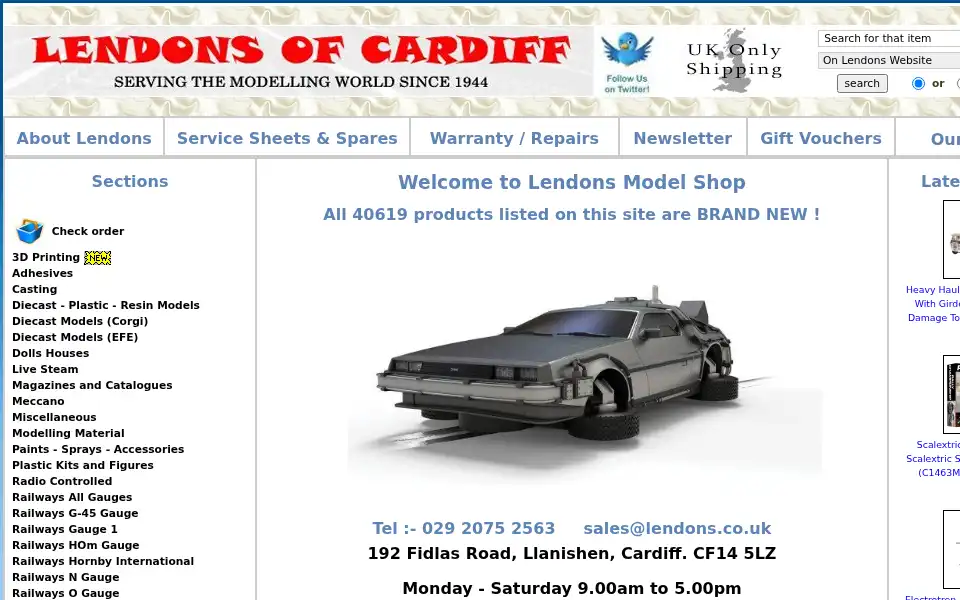 Screenshot of lendonsmodelshop.co.uk