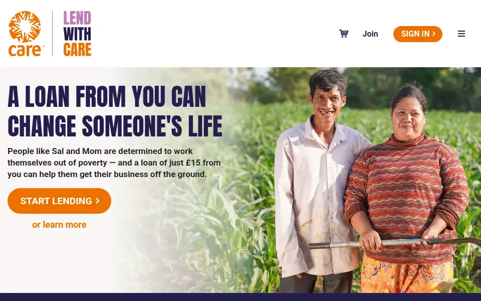 Screenshot of lendwithcare.org