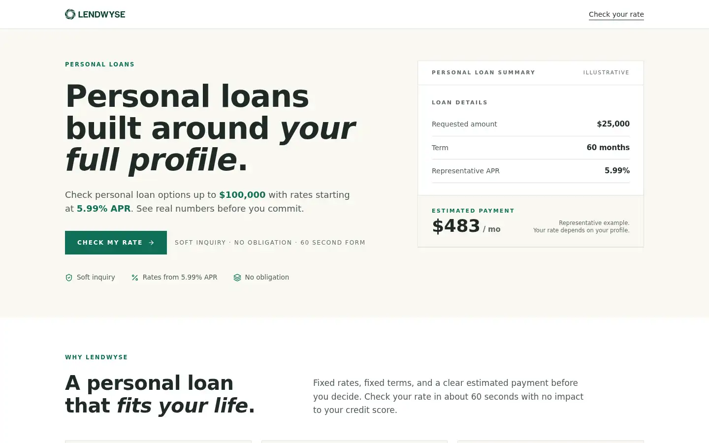 Screenshot of lendwyse.com