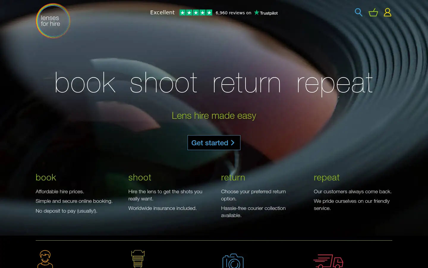 Screenshot of lensesforhire.co.uk