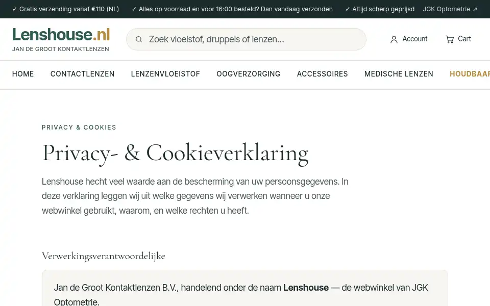 Screenshot of lenshouse.nl