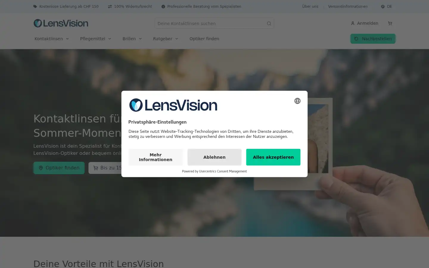 Screenshot of lensvision.ch