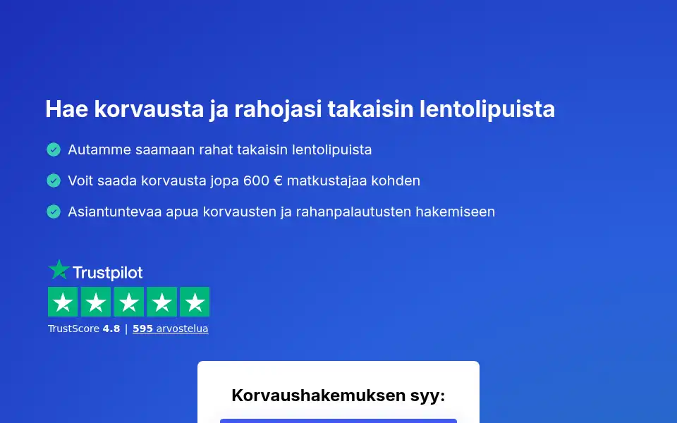 Screenshot of lentoapu.fi