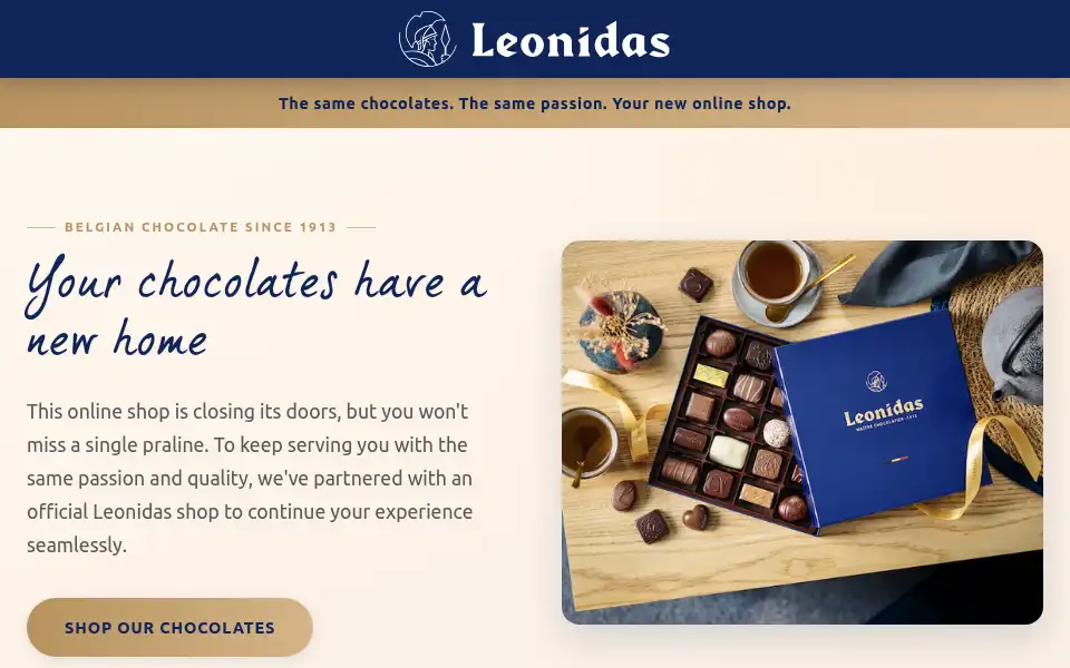 Screenshot of leonidas-chocolate.com