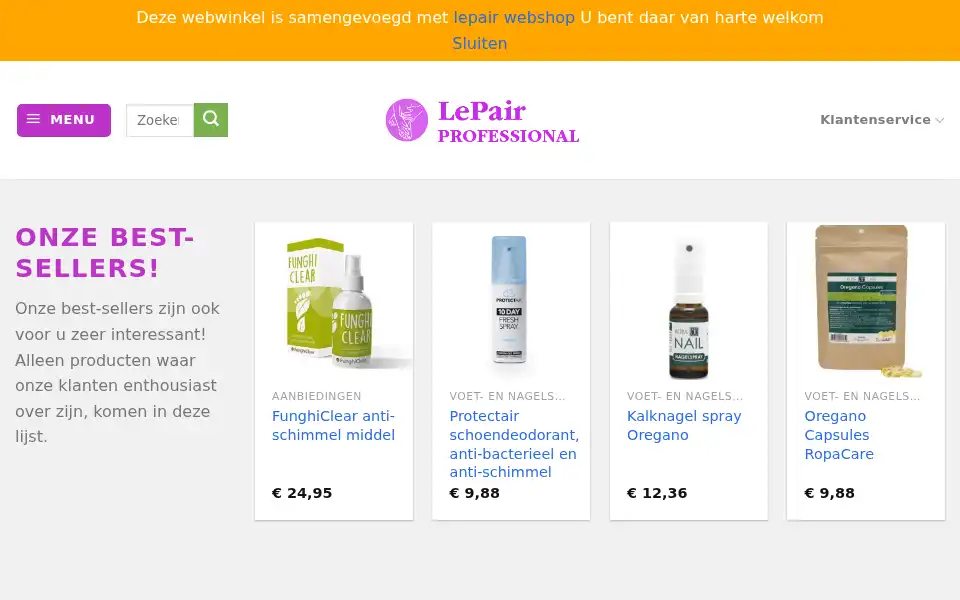 Screenshot of lepair-professional.nl