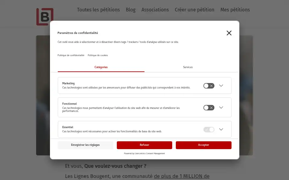 Screenshot of leslignesbougent.org