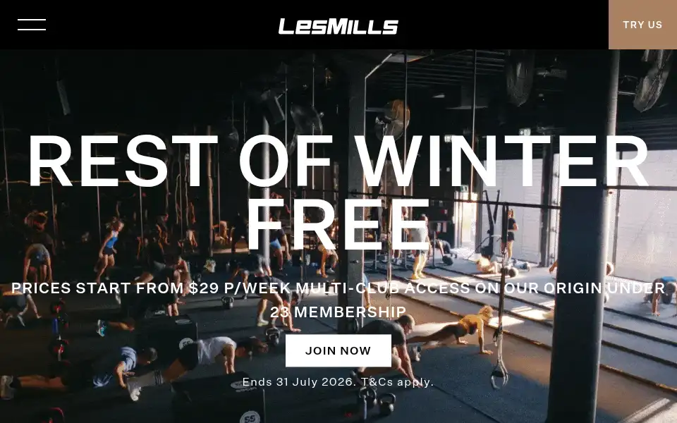 Screenshot of lesmills.co.nz