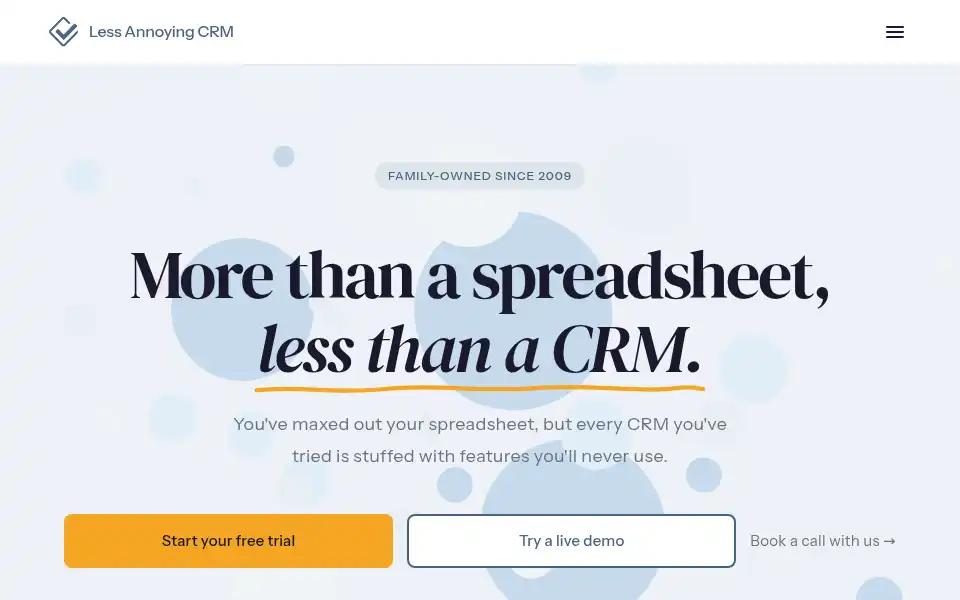 Screenshot of lessannoyingcrm.com