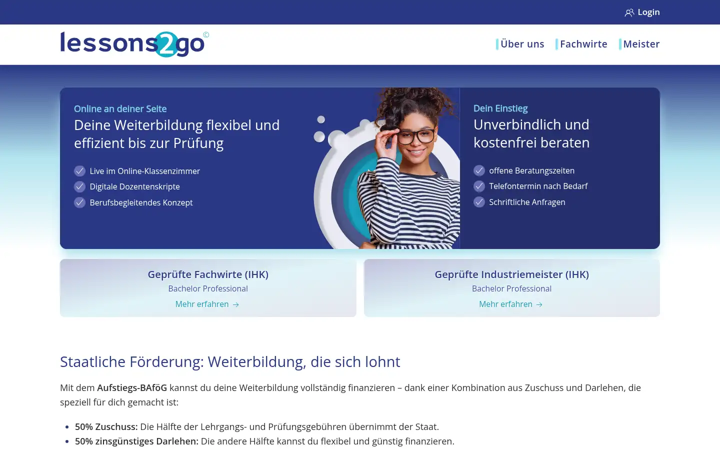 Screenshot of lessons2go.de