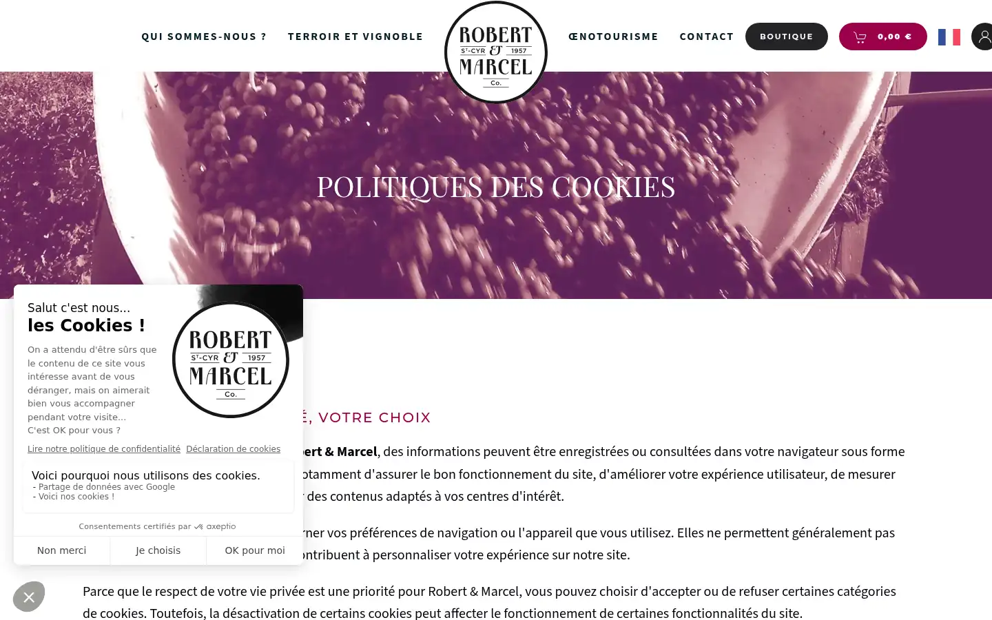 Screenshot of lesvignoblesedonis.com