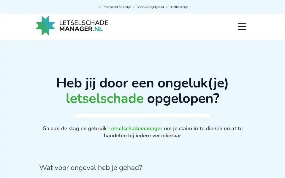 Screenshot of letselschademanager.nl