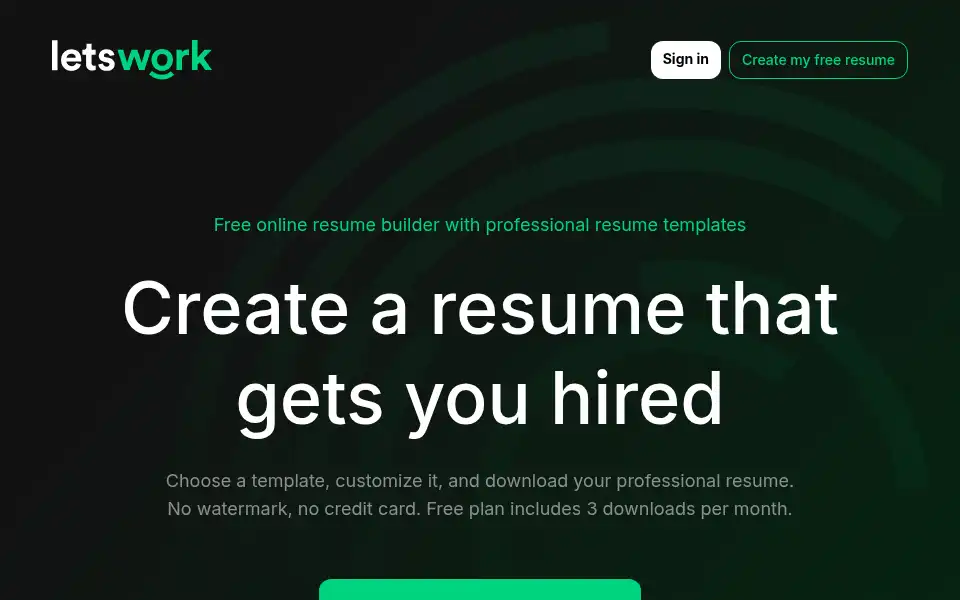Screenshot of letswork.com