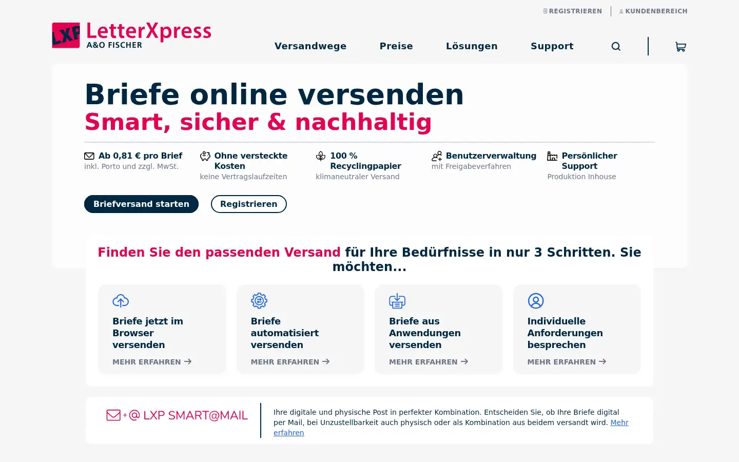 Screenshot of letterxpress.de