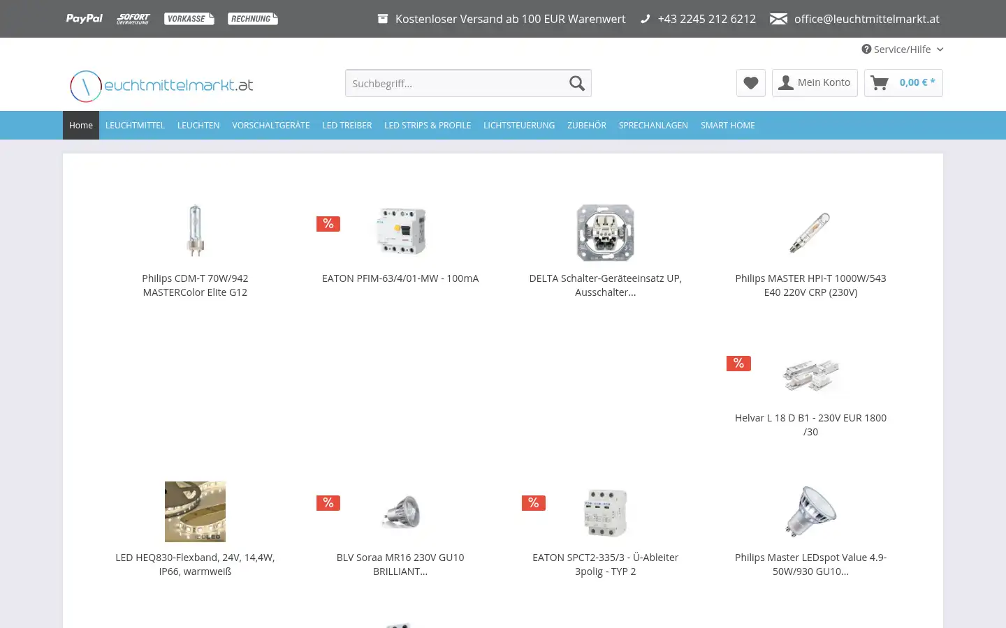 Screenshot of leuchtmittelmarkt.at