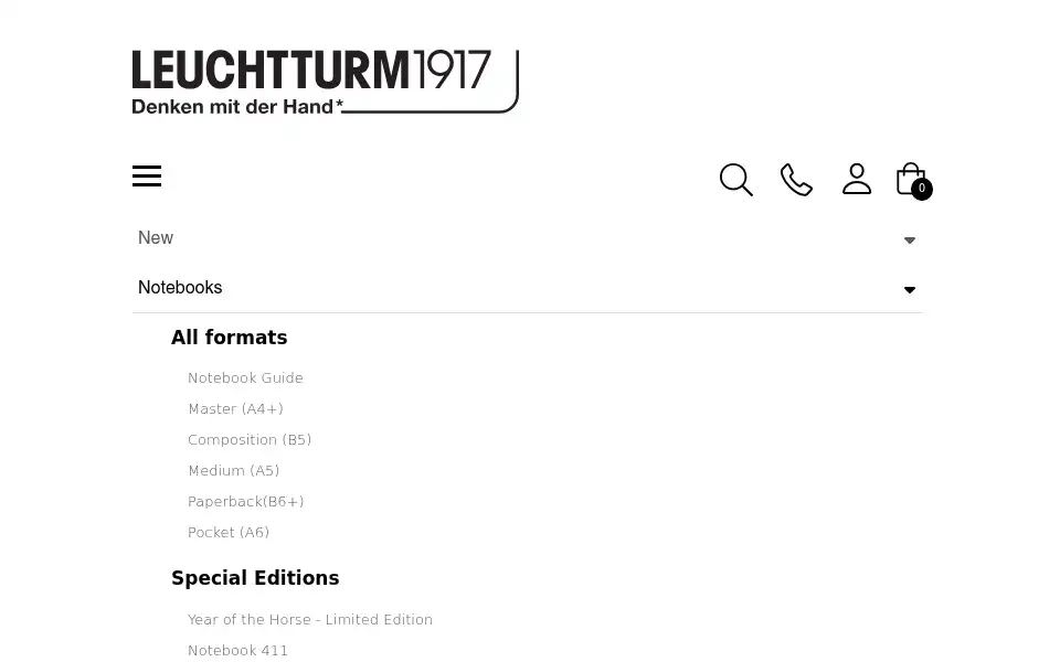 Screenshot of leuchtturm1917.ca