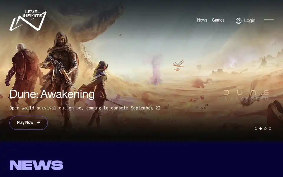 Screenshot of levelinfinite.com