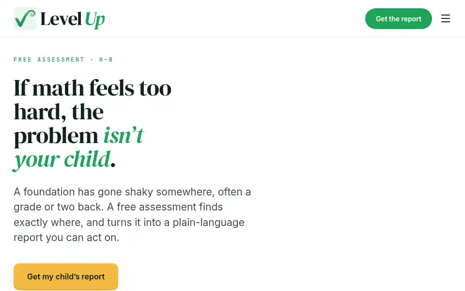Screenshot of levelupmath.com