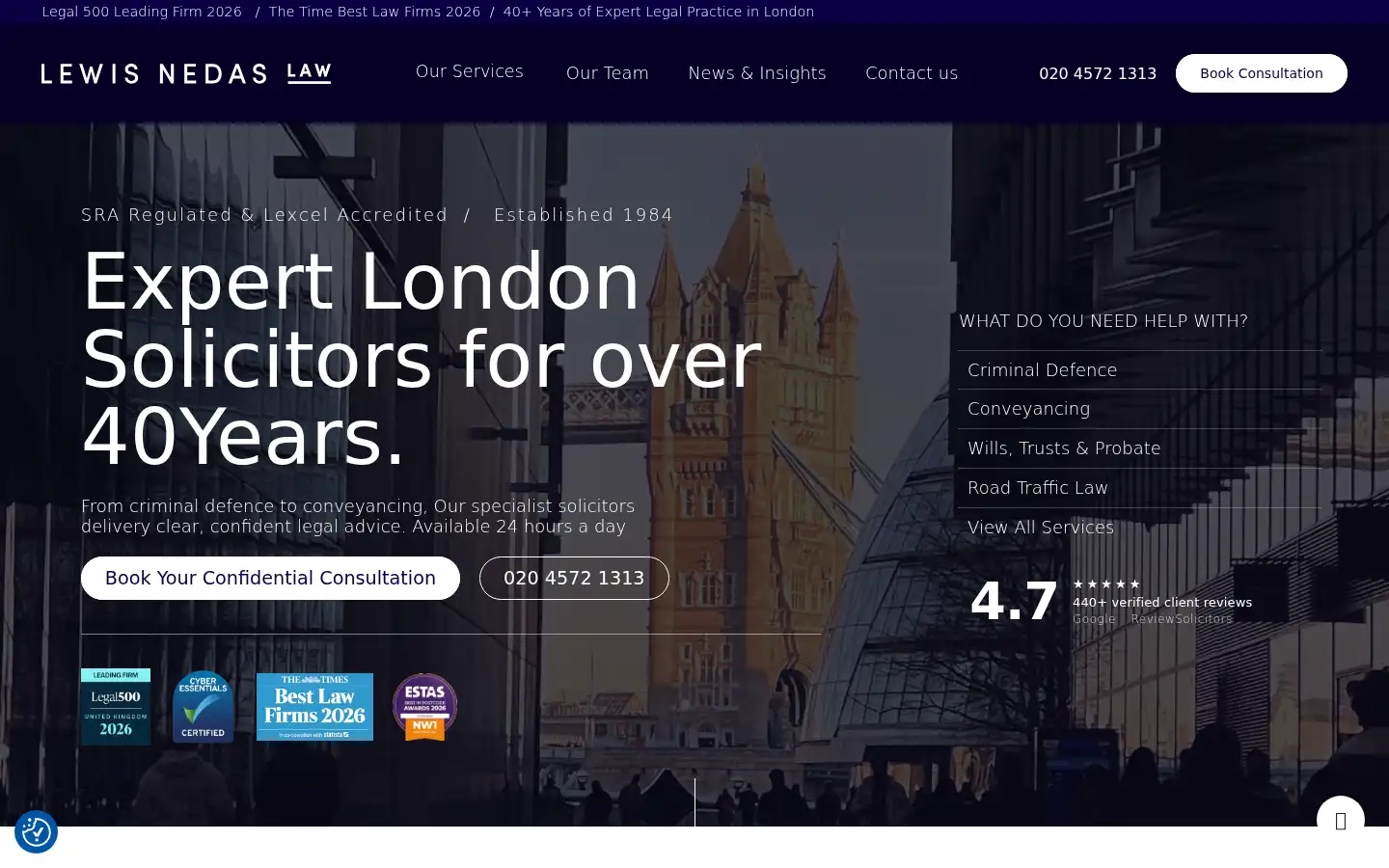 Screenshot of lewisnedas.co.uk