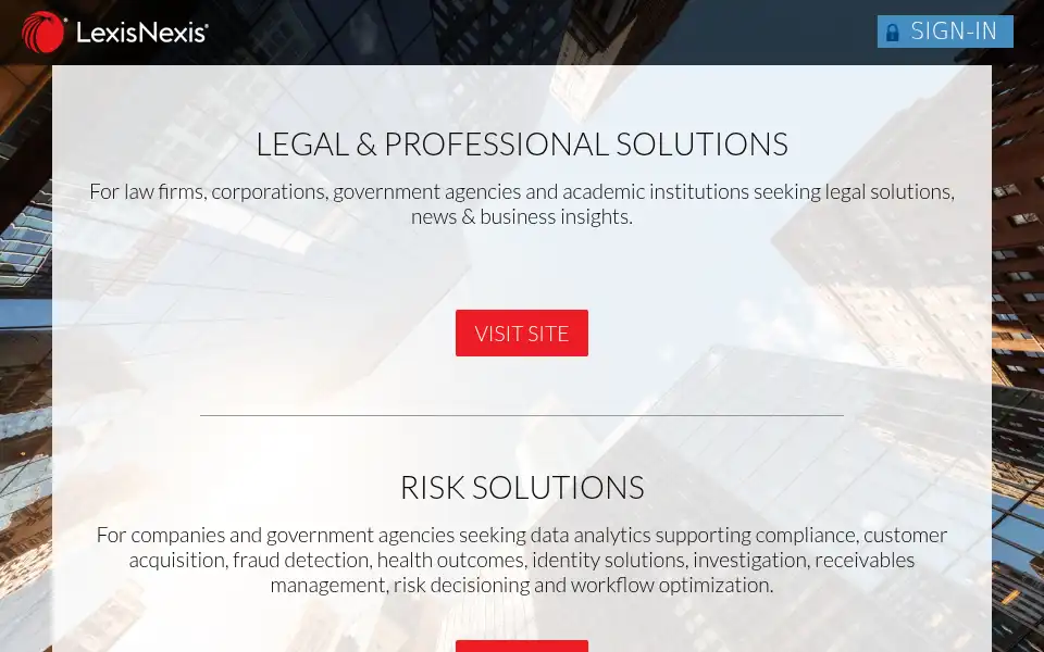 Screenshot of lexisnexis.com
