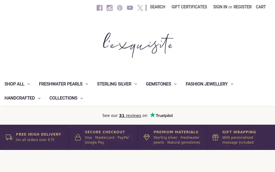 Screenshot of lexquisite.ie