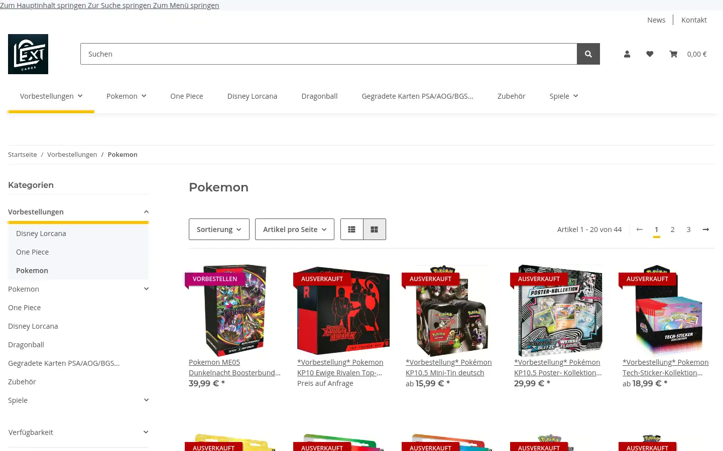 Screenshot of lextcards.de