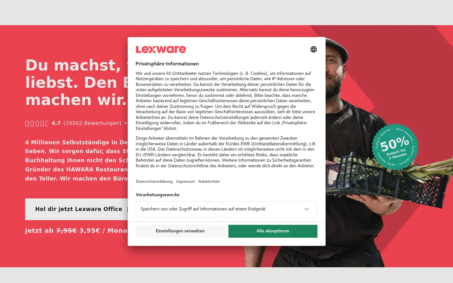 Screenshot of lexware.de
