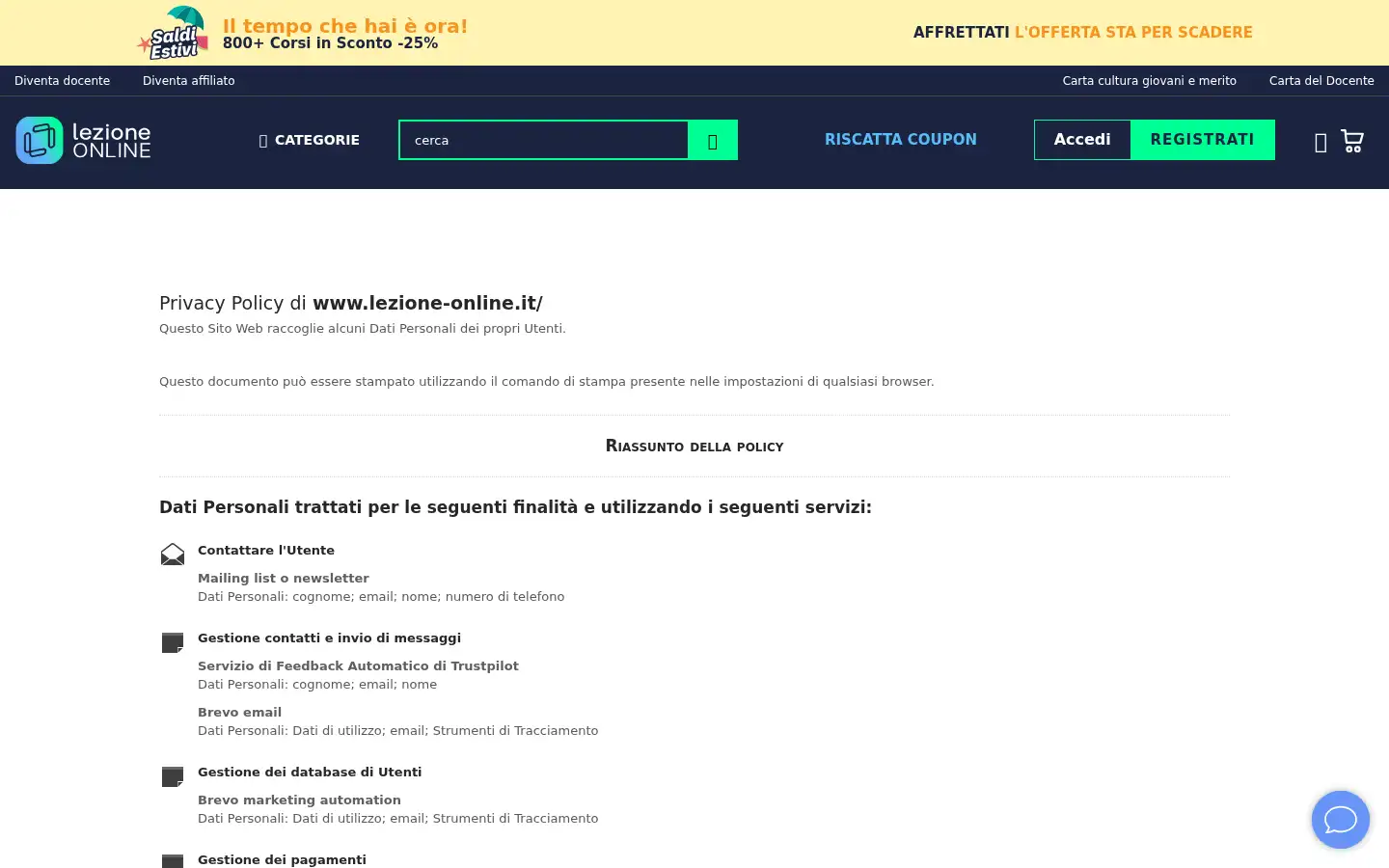 Screenshot of lezione-online.it