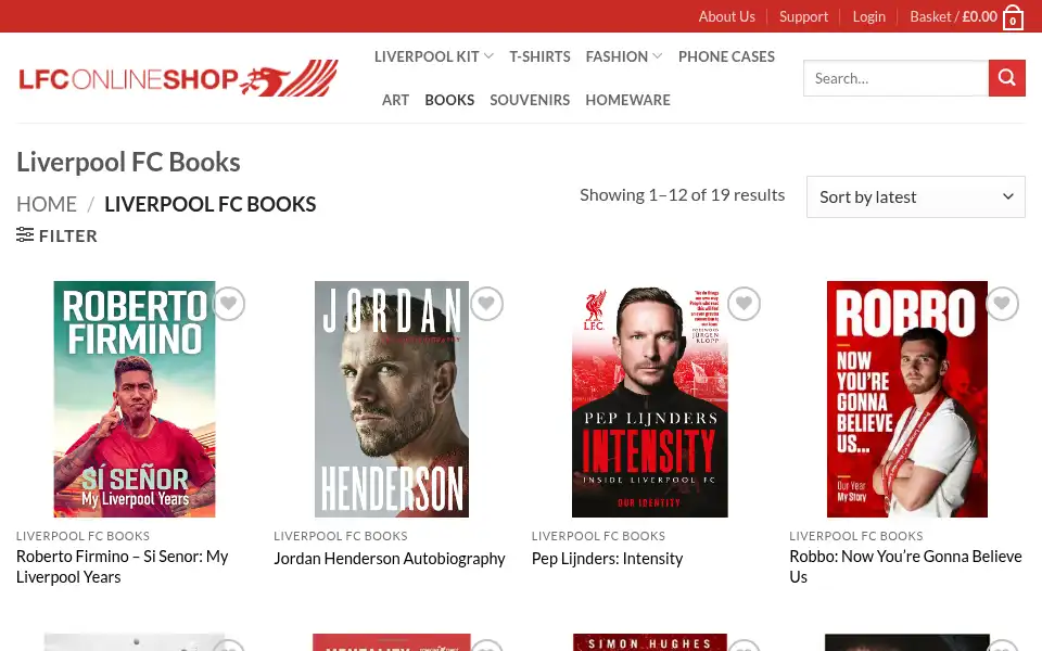 Screenshot of lfconlineshop.com
