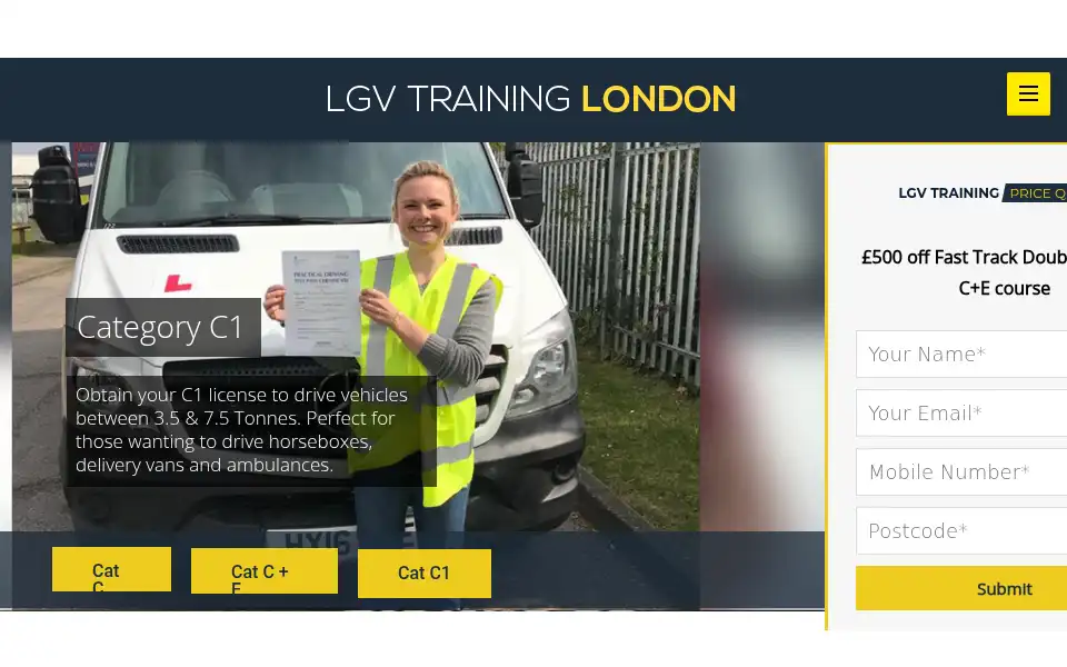 Screenshot of lgvtraininglondon.co.uk