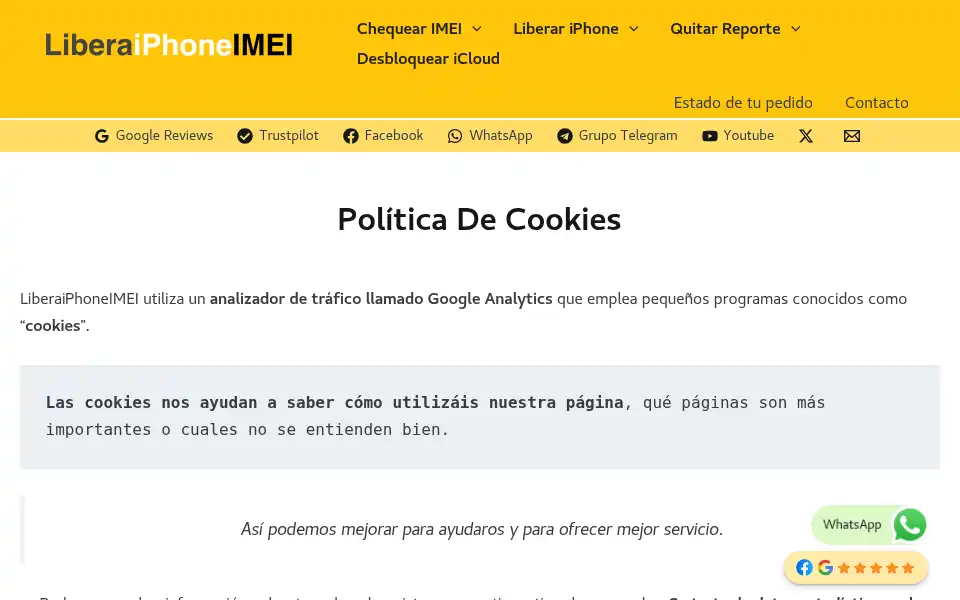 Screenshot of liberaiphoneimei.com