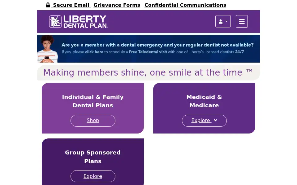 Screenshot of libertydentalplan.com