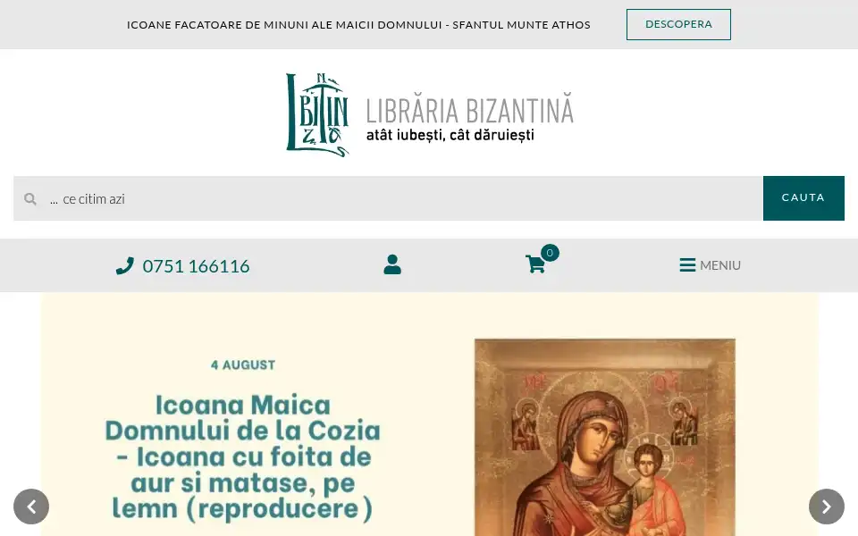Screenshot of librariabizantina.ro