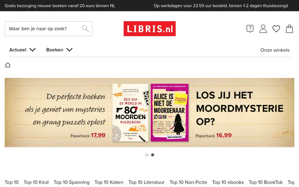 Screenshot of libris.nl