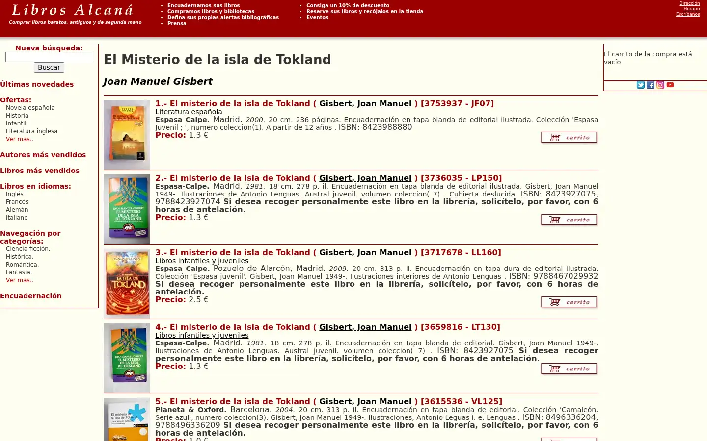 Screenshot of libros-antiguos-alcana.com