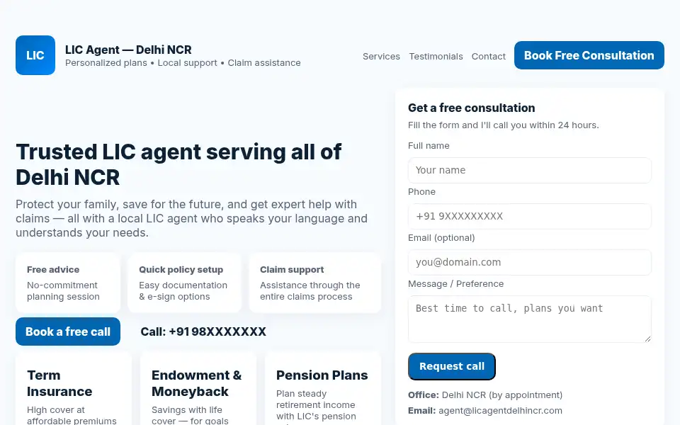 Screenshot of licagentdelhincr.com