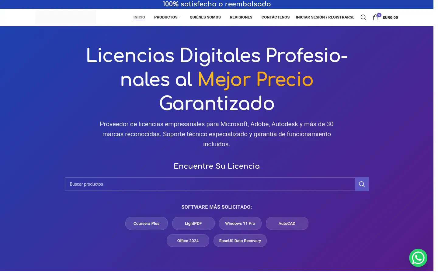 Screenshot of licencias365.com