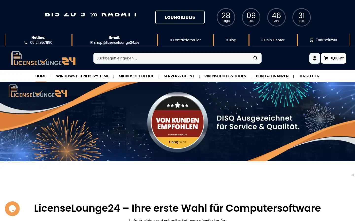 Screenshot of licenselounge24.de