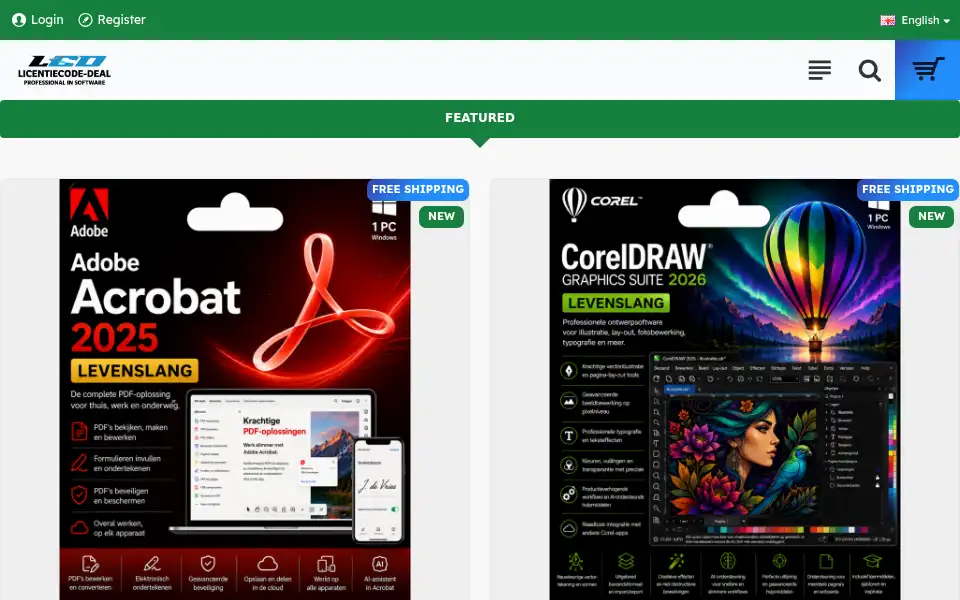 Screenshot of licentiecode-deal.nl