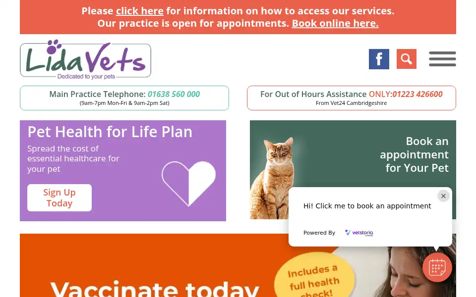 Screenshot of lida-vets.co.uk