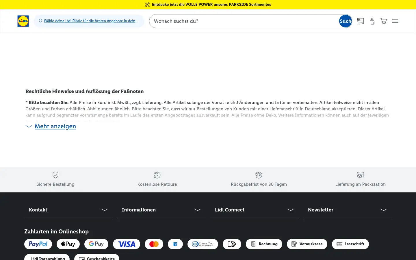 Screenshot of lidl-blumen.de