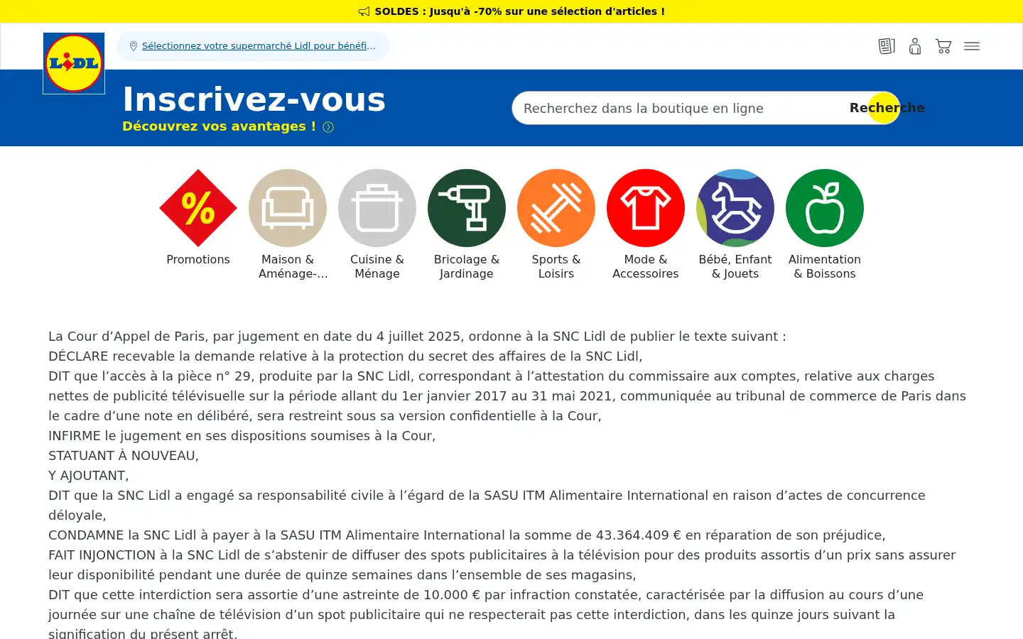Screenshot of lidl.fr