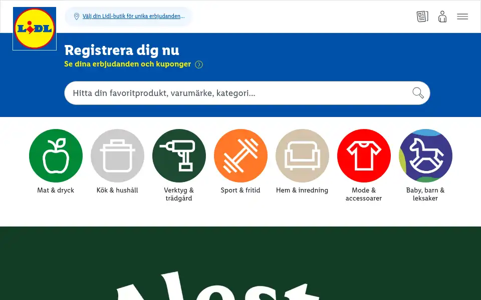 Screenshot of lidl.se